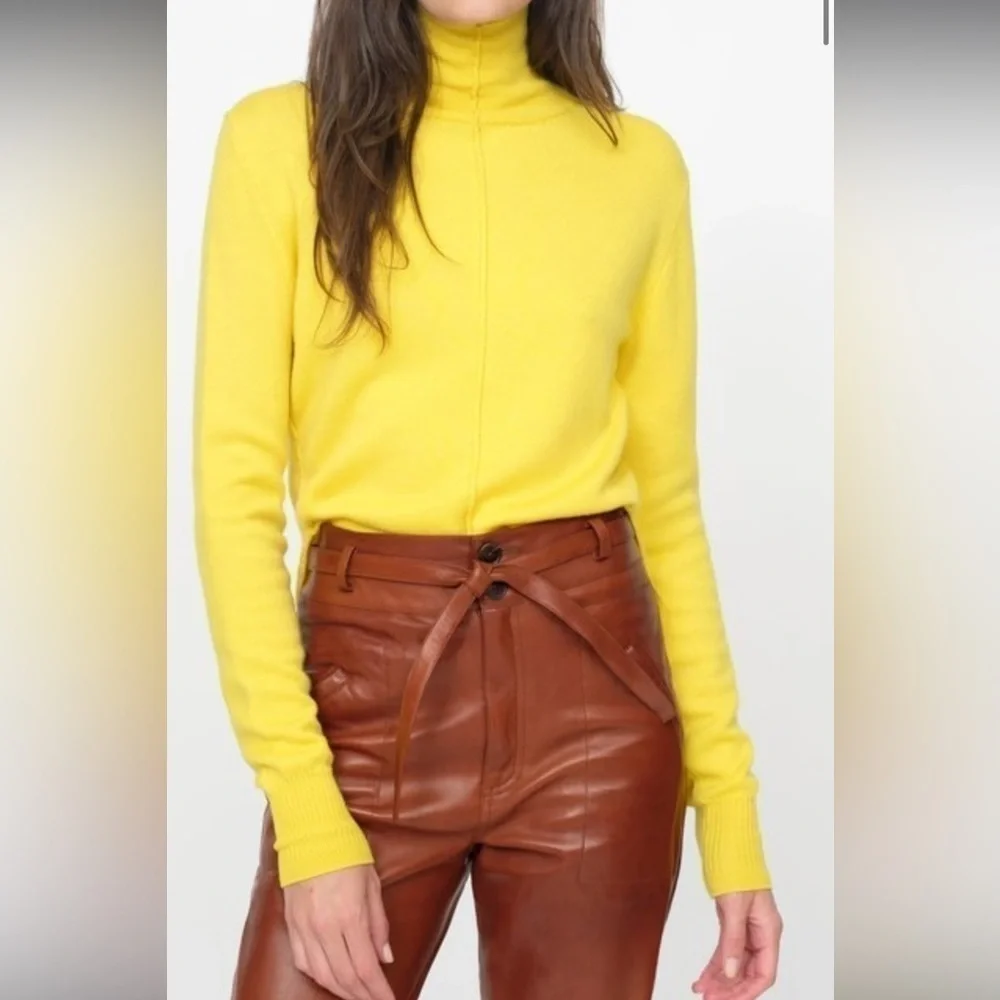Sea New York Nora Turtleneck Mock Neck Sweater Yellow Wool Size Small - Picture 6 of 13